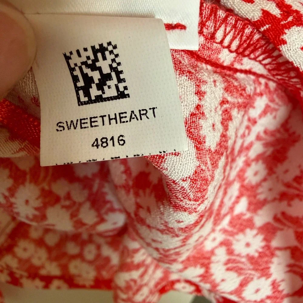 Boden Red Ditsy Floral Sweetheart Printed Square Neck Top‎ Blouse Size 6